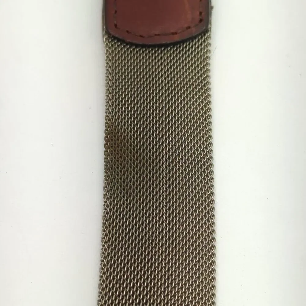 Vintage Women's Leather Metal Mesh Silver Buckle 9765‎ Size Small